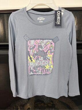 🦄 🦄 NWT OshKosh B'gosh Long Sleeve Unicorn 'Magical Music Fest' Tee